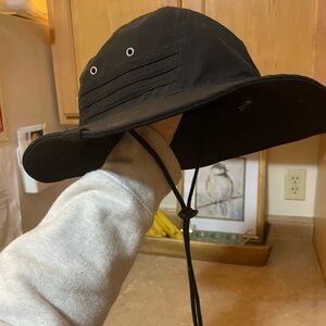 adidas Black Wide-Brim Boonie Hat with Chin Cord